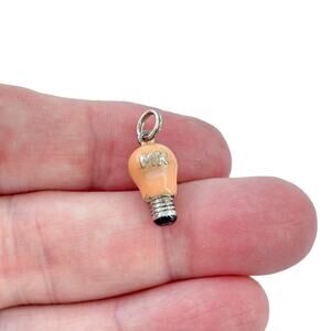 Vintage Sterling Silver 925 MK Pink Power Lightbulb Charm